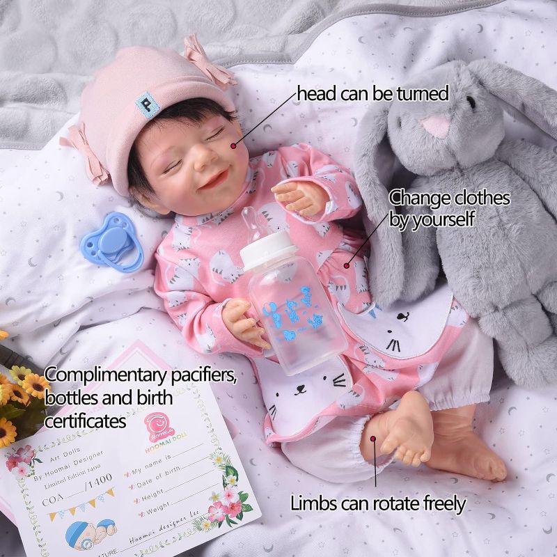 Photo 1 of Eurebao Reborn Baby Dolls Silicone Full Body Girl, 18in Realistic Vinyl , Lifelik Washable, Poseable Real Life Dolls Best Birthday Set Girls Age 3+,3-5 Days delivery