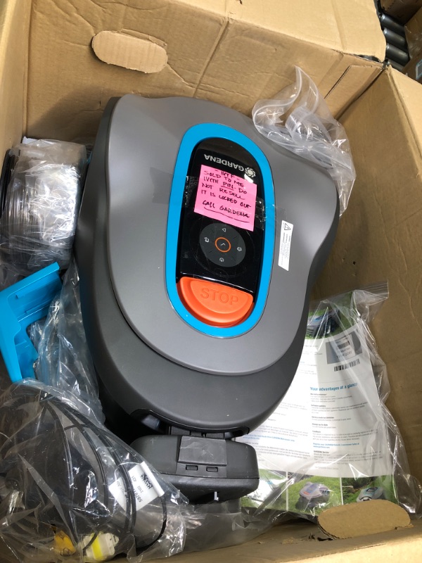 Photo 3 of **users locked out due to code, must call Gardena OR use for parts**  GARDENA 15201-41 SILENO Minimo - Automatic Robotic Lawn Mower, with Bluetooth app and Boundary Wire, one of The quietest in its Class, for lawns up to 2700 Sq Ft, Made in Europe, Grey 2