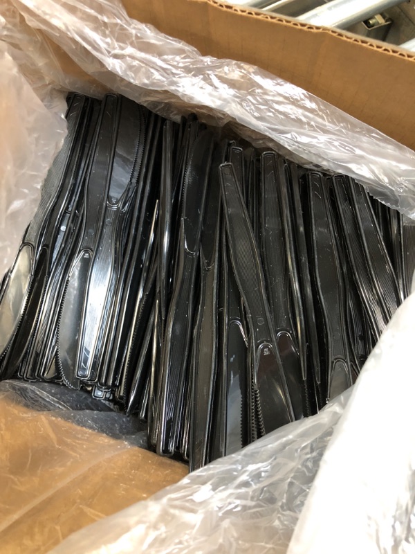 Photo 3 of 1,000 Plastic Disposable Knives Bulk Black Medium Weight Disposable Silverware Plastic Cutlery Knife Knives Black