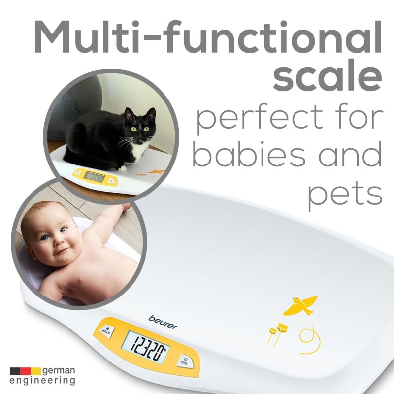 Photo 1 of **batteries included** Beurer BY80 Digital Baby Scale, Infant Scale for Weighing in Pounds, Ounces, or Kilograms up to 44 lbs with Hold Function, Pet Scale for Cats and Dogs