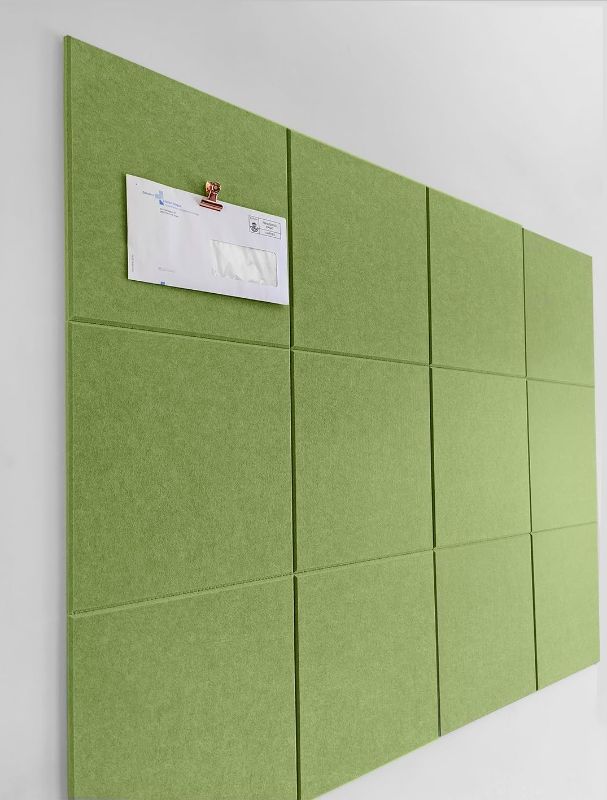 Photo 1 of DECORITA Cork Board 48 x 36 Alternative – 11.8x11.8x0.35 Inches 12 Pack Felt Wall Tiles with Safe Removable Adhesive, Large Cork Board for Office Walls Pin Board Cork Tiles for Classroom ***USED**** 