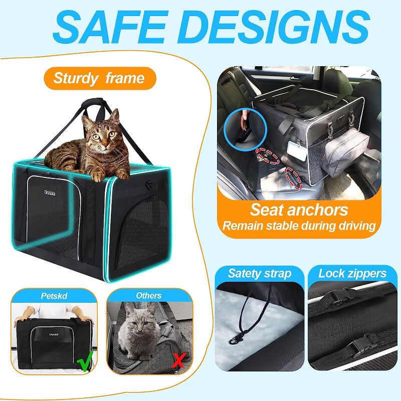 Photo 1 of 24"x17"x17" Pet Carrier for Large Cats or Medium Dogs - Car Travel Carrier with Litter Box, Bowl, and Locking Zipper