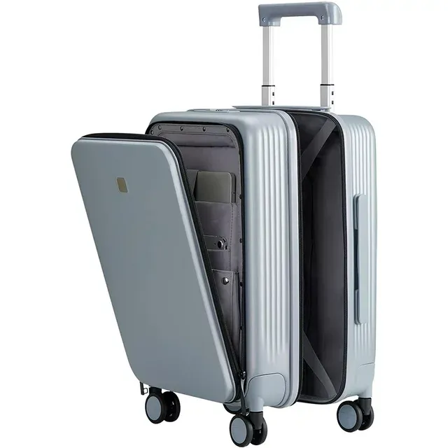 Photo 1 of Hanke Upgrade Carry On Luggage Airline Approved with spinner wheels, Upright 20" PC Hard Case Suitcases with Front Laptop Pocket & TSA Lock,Rolling Luggage for Business Travel and Short Trip(Grey) Carry On 20-Inch Upgrade Grey