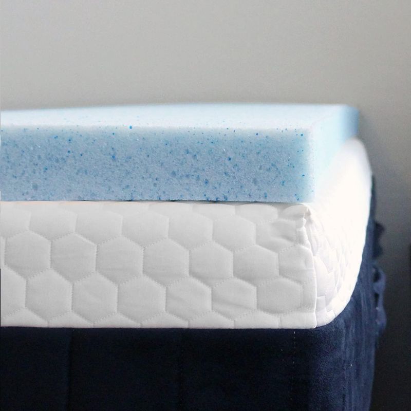 Photo 1 of 2 Inch RV Gel Memory Foam Mattress Topper (RV King), Blue