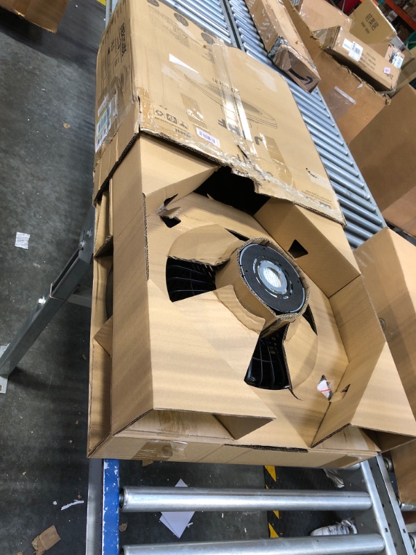 Photo 1 of JHHF Ceiling Fan with Lights Remote Control, Dimmable Fan Lighting, 20'' Enclosed Bladeless Fan, Semi Flush Mount, 2.4GHz Wi-Fi Bluetooth & App Controlled Works with Alexa and Google Assistant (Black) 20 inch Black