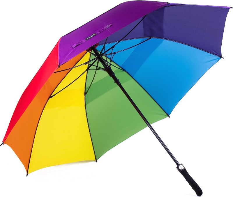 Photo 1 of 2 pack Parquet Rainbow Umbrella, Double Vented, Extra-Strong Golf Umbrella - Automatic Open, Windproof