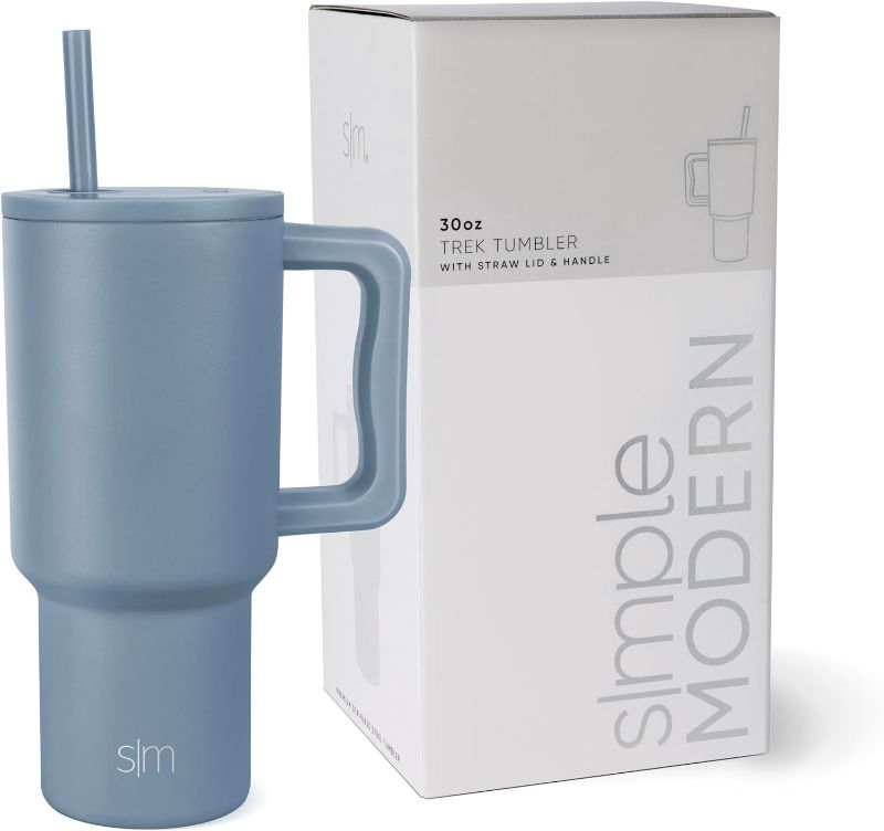 Photo 1 of **missing straw** **small dents on top, check pictures*** Simple Modern 40 oz Tumbler with Handle| Insulated Cup Reusable Stainless Steel Water Bottle Travel Mug Cupholder Friendly | Gifts for Women Men Him Her | Trek Collection 