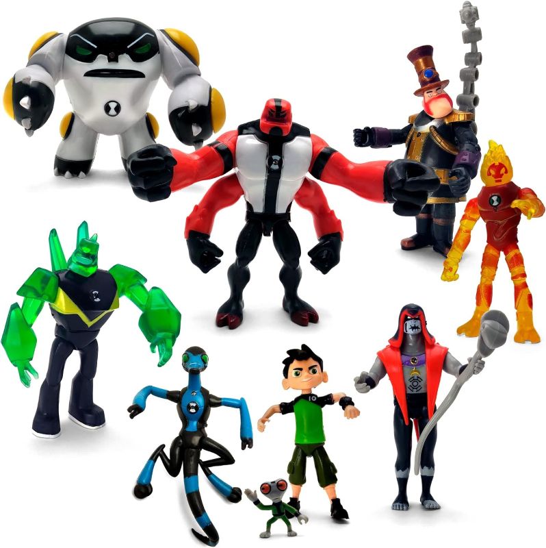 Photo 1 of Figures Based on Ben 10 Action Figures - Set of 9 Toys [Ben Tennyson, Four Arms, Grey Matter, Kineceleran, Diamondhead, Hex, Steam Smythe, Cannonbolt, Heatblast]