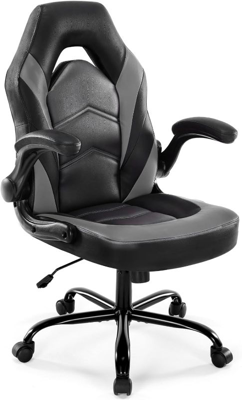 Photo 1 of Gaming Chair, Racing Style Bonded Leather Gamer Chair, Ergonomic Office Chair Computer Desk Executive Chair, with Adjustable Height and Flip-Up Arms, Gaming Chair for Adults Teens Kids Men Women