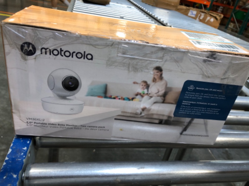 Photo 1 of motorola MBP36XL-2 Portable Video Baby Monitor, 5-inch Color Screen, 2 Rechargeable Cameras with Remote Pan, Tilt, and Zoom, Two-Way Audio, and Room Temperature Display 3 Piece Set