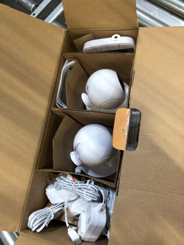 Photo 1 of motorola MBP36XL-2 Portable Video Baby Monitor, 5-inch Color Screen, 2 Rechargeable Cameras with Remote Pan, Tilt, and Zoom, Two-Way Audio, and Room Temperature Display 3 Piece Set