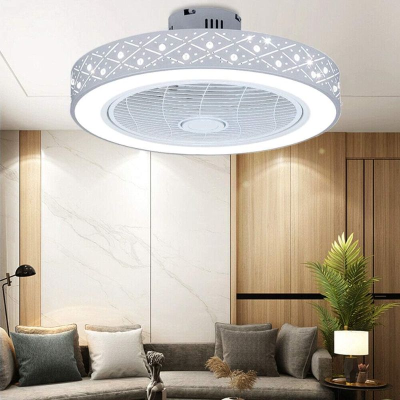 Photo 1 of 22'' Ceiling Fan with Light,Enclosed LED Ceiling Light Fan with Invisible Blades,Dimmable Flush Mount Smart Remote Control 3 Speed & 3 Color Fan for Bedroom,Kids Room(Pineapple Bead Fan Lamp)