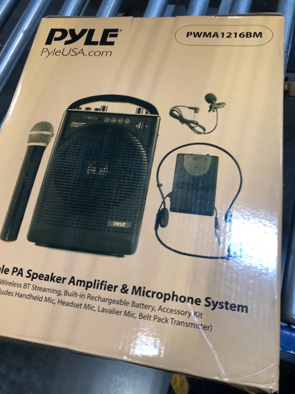 Photo 2 of Pyle Portable Outdoor PA Speaker Amplifier System & Microphone Set with Bluetooth Wireless Streaming, Rechargeable Battery - Works with Mobile Phone, Tablet, PC, Laptop, MP3 Player - PWMA1216BM, BLACK