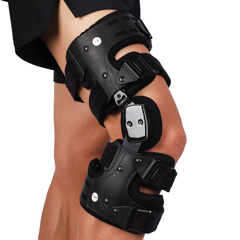 Photo 1 of OA Unloader Knee Brace, Osteoarthritis of the bone on bone Knee Support, Rheumatoid Arthritis, Knee Joint Pain and Degeneration (Black, Right)