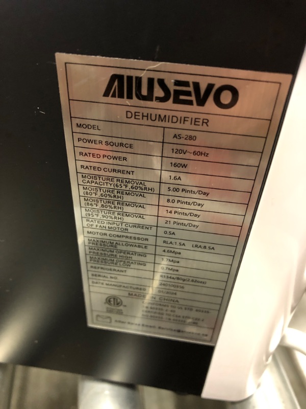 Photo 2 of 2000 Sq. Ft Dehumidifier for Home - 22 Pints Aiusevo Basements Dehumidifiers with Drain Hose for Large Room, Bathroom, Closet, Intelligent Humidity Control, Auto Shut Off Protection, 3 Modes DeshumidificadorX003WA2KX1
