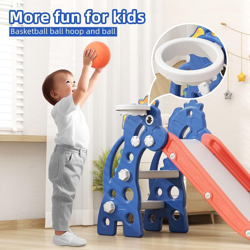Photo 1 of Glaf Toddler Slide for Age 1-3 Kids Baby Slide Indoor Playset Outdoor Playground Plastic Foldable Slides for Toddlers Backyard Climber Set with Stair