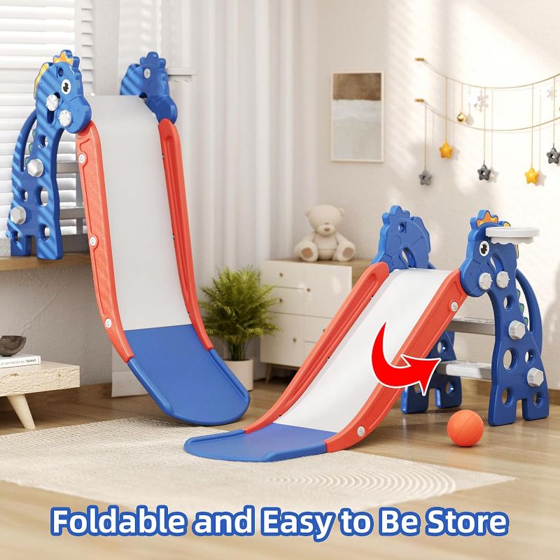 Photo 3 of Glaf Toddler Slide for Age 1-3 Kids Baby Slide Indoor Playset Outdoor Playground Plastic Foldable Slides for Toddlers Backyard Climber Set with Stair