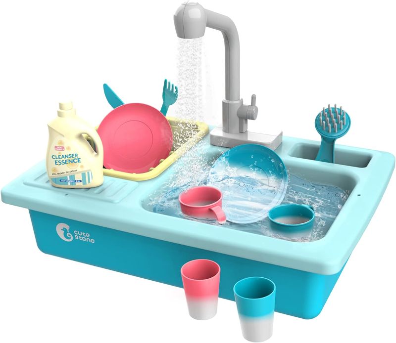 Photo 1 of CUTE STONE Color Changing Kitchen Sink Toys, Children Heat Sensitive Electric Dishwasher Pretend Play House Toys for Boys Girls