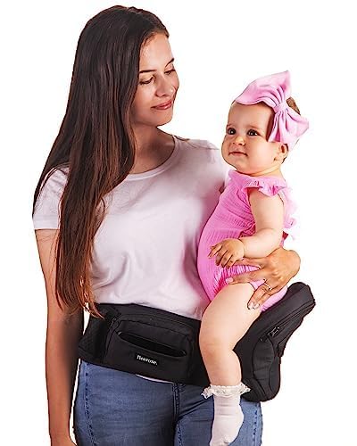 Photo 1 of 
Click image to open expanded view
Baby Hip Carrier - New Ergonomic Bench Design, Multiple Pockets & Lumbar Support & Breathable Materials for Newborns & Toddlers, All Seasons & 4 Positions (Carrier, Black)