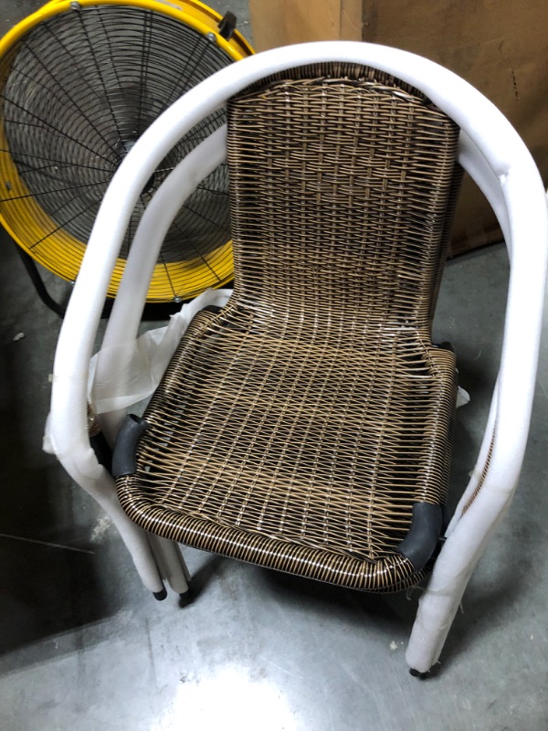 Photo 4 of 2 Pack Medium Brown Rattan Indoor-Outdoor Restaurant Stack Chair