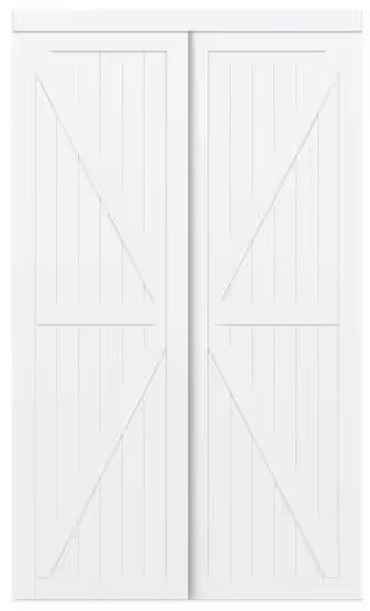 Photo 1 of 72 in. x 80 in. White Trident MDF Wood Sliding Closet Door