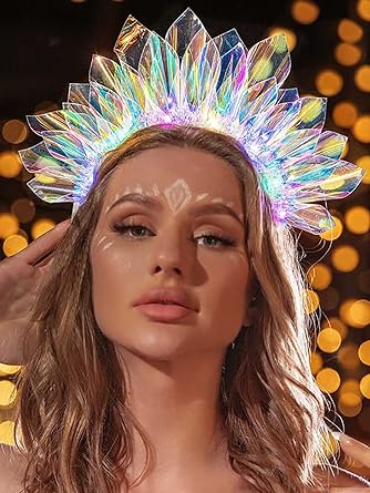 Photo 1 of Earent  Headbands Led Glow Hair Band New Year Party Headwear Glitter Flashing Headpiece Holiday Rave Costume Party Hair Accessories for Women and Girls