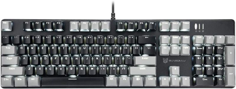 Photo 1 of Qisan Mechanical Gaming Keyboard Full Size 104 Keys US Layout Wired Black Switch Backlit Keyboard with Black & Grey Color Black Switch Black & Grey Color