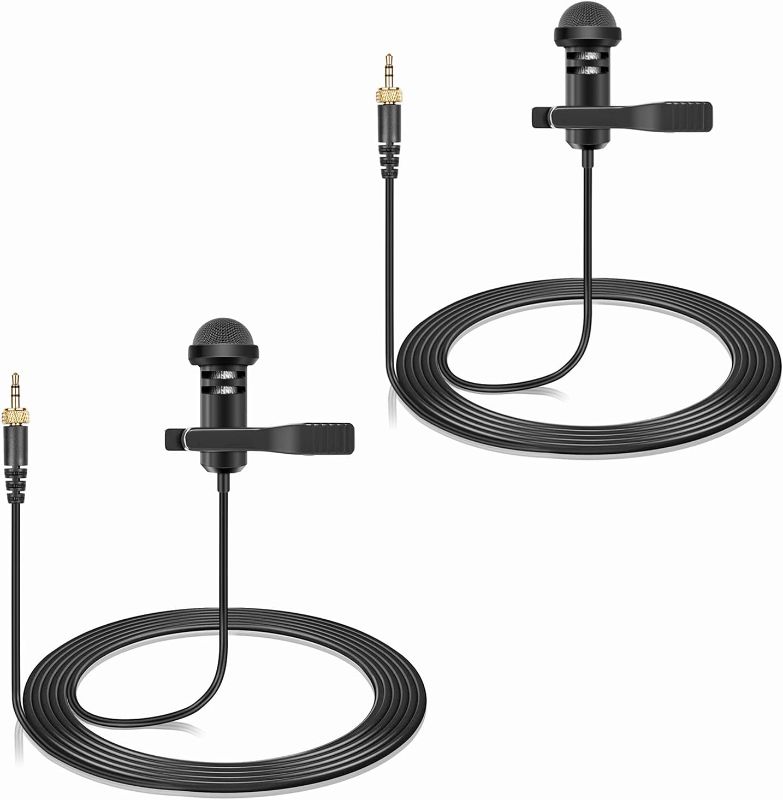 Photo 1 of 2-Pack Lavalier Lapel Microphone Compatible with Sennheiser Wireless System Bodypack Transmitter, Omnidirectional Condenser Mic for YouTube, Lectures, Living Performance
