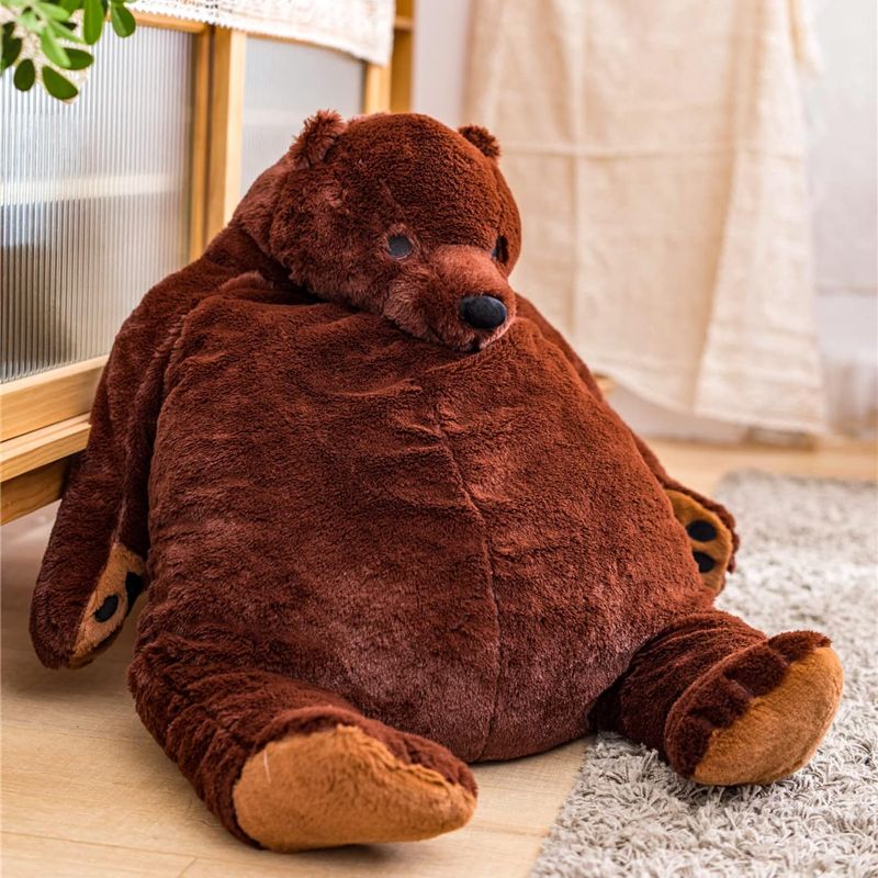 Photo 1 of FAVOSTA Djungelskog Bear Giant Stuffed Animal Bear Plush Toy Doll Simulation Huge Cuddly Teddy Bear Home Decoration Gifts for Kids Girlfriend Valentine's Christmas Birthday (Brown, 39.3in/100cm) Brown 39.3in/100cm