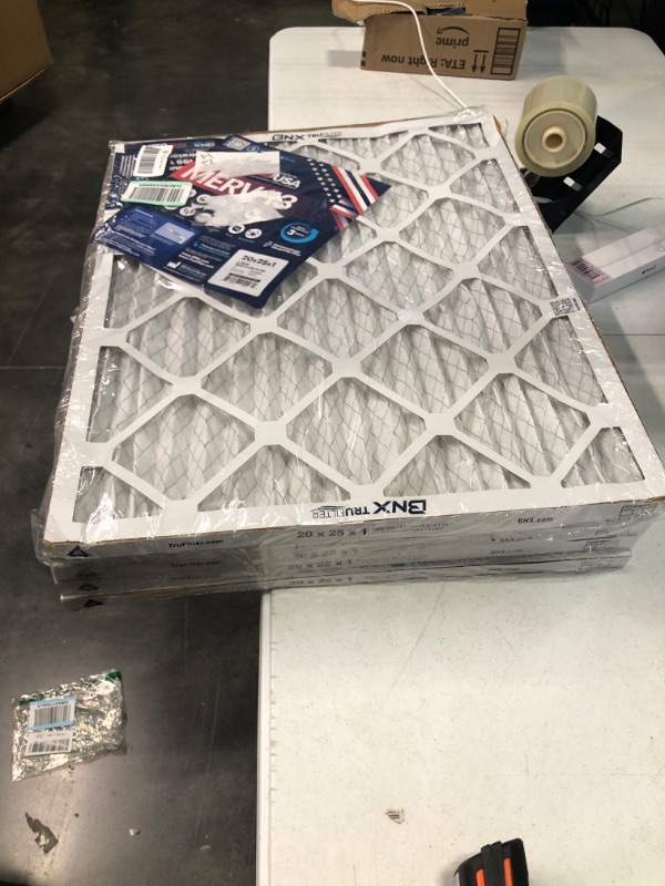 Photo 2 of ***CONTAINS 5 AND ONE IS DAMAGED*** 

BNX TruFilter 20x25x1 Air Filter MERV 13 (5-Pack) - MADE IN USA - Electrostatic Pleated Air Conditioner HVAC AC Furnace Filters for Allergies, Pollen, Mold, Bacteria, Smoke, Allergen, MPR 1900 FPR 10
