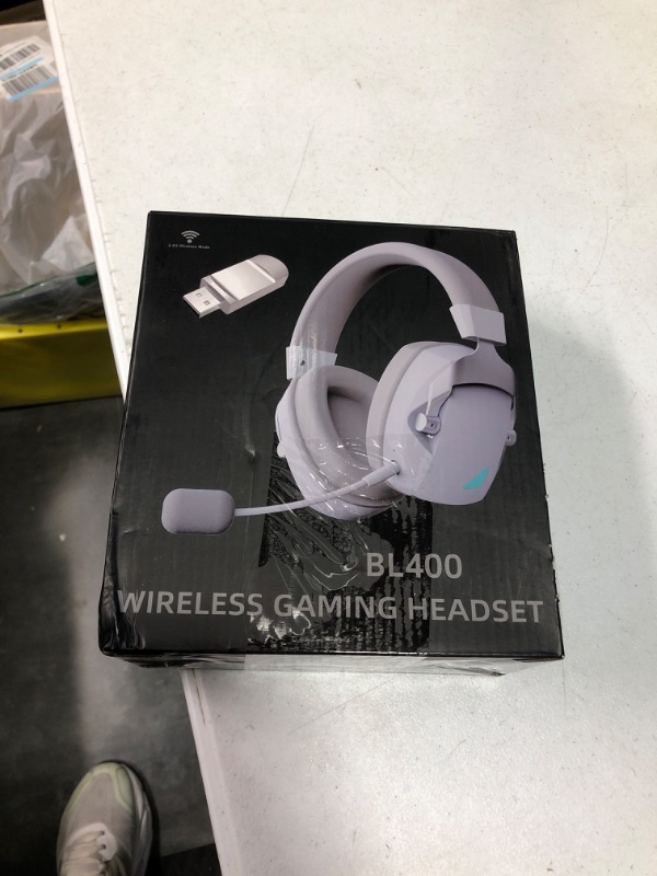 Photo 1 of Acinaci Wireless Gaming Headset with Flexible Noise Canceling Microphone, Low Latency Bluetooth Wireless Gaming Headphones for PC, PS4/5, Mac, Tablet, Notebook(Grey and White) Grey & White