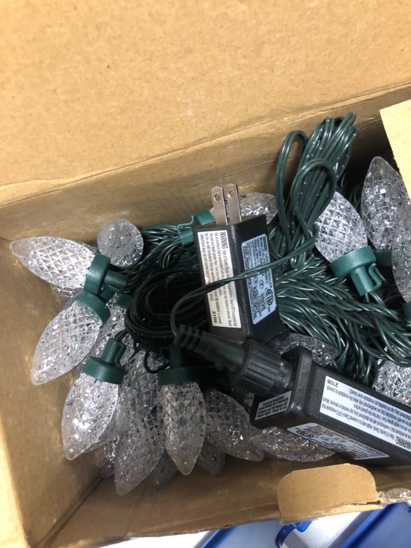 Photo 1 of Dazzle Bright C9 Christmas String Lights, 100 LED 66 FT Waterproof Connectable Green Wire Fairy Lights, Christmas Lights for Indoor Outdoor Home Yard Xmas Tree House Decorations (Warm White)
