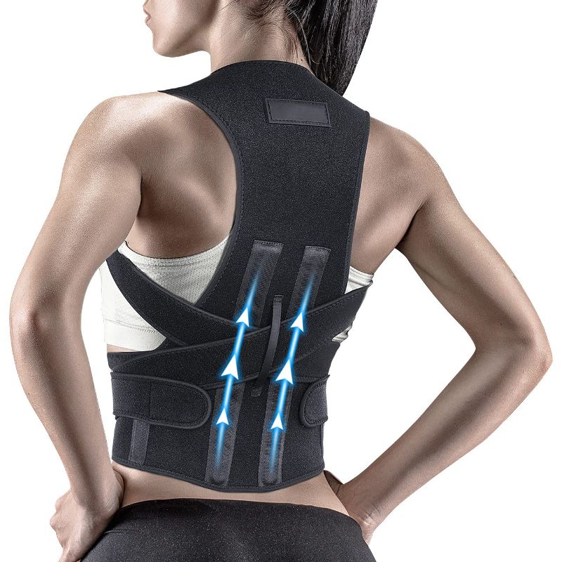 Photo 1 of Back Brace Posture Corrector for Women and Men, Back Straightener Posture Corrector, Lumbar Support Shoulder Posture Support for Improve Posture Provide and Back Pain Relief(Medium) Black M