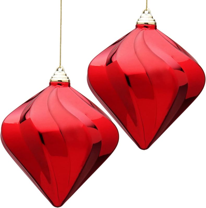 Photo 1 of 2 Pcs 6.7" Large Christmas Ball Ornaments,Shatterproof Diamond Ornaments Christmas Tree Decorations Red Christmas Big Ornaments Hanging Ball for Holiday Christmas Decorations