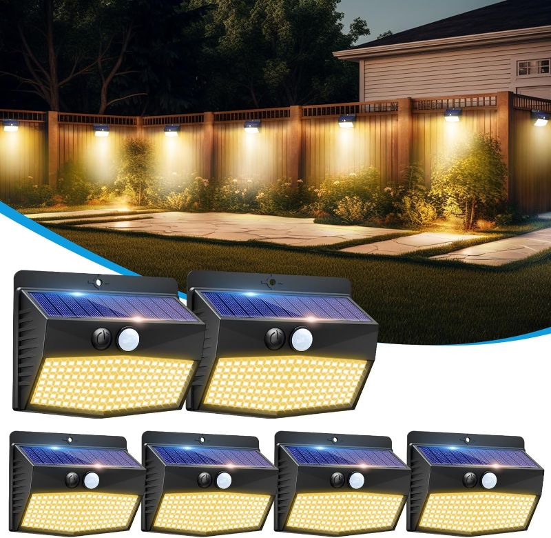 Photo 1 of [138 LED/6 Packs] Solar Outdoor Motion Sensor Lights with 3 Lighting Modes Wireless Solar Wall Lights Waterproof Solar Security Powered Lights for Garden Fence Yard Deck Garage, Warm White
