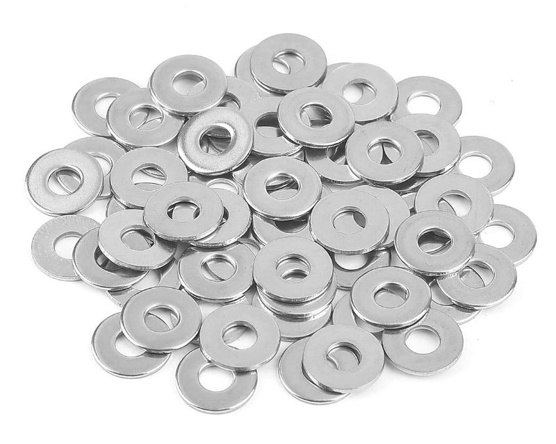 Photo 1 of 1/4" Stainless Flat Washer, 5/8" Outside Diameter, 18-8(304) Stainless Steel Washers Flat (100 Pack)