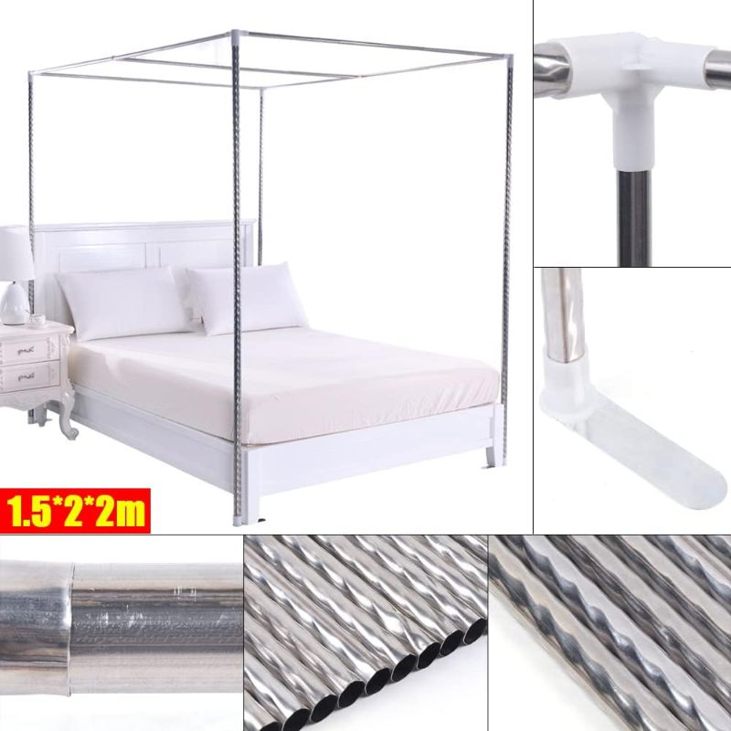 Photo 2 of 
CeRaBuRET Silver Canopy Bed Frame Mosquito Net Support, Stainless Steel Bed Mosquito Netting Canopy Frame Fit for Various Bed Different Mosquito Nets (1.5 *...
Size:1.5 * 2 * 2m