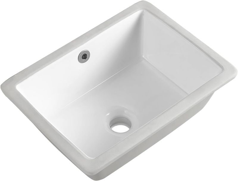 Photo 1 of 16 Inch Undermount Bathroom Sink Small Rectangle Undermount Sink White Ceramic Under Counter Bathroom Sink with Overflow (15.70"x11.69")--