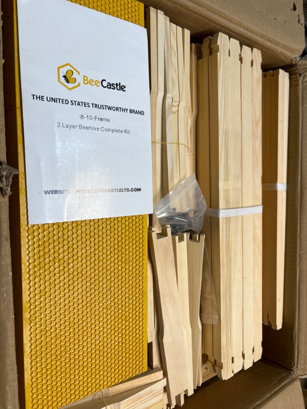 Photo 1 of 10-Frames Complete Beehive Kit, 100% Beeswax Coated Bee Hive Includes Frames and Beeswax Coated Foundation Sheet (2 Layer)
