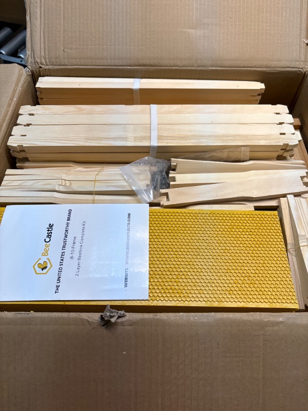 Photo 1 of 10-Frames Complete Beehive Kit, 100% Beeswax Coated Bee Hive Includes Frames and Beeswax Coated Foundation Sheet (2 Layer)