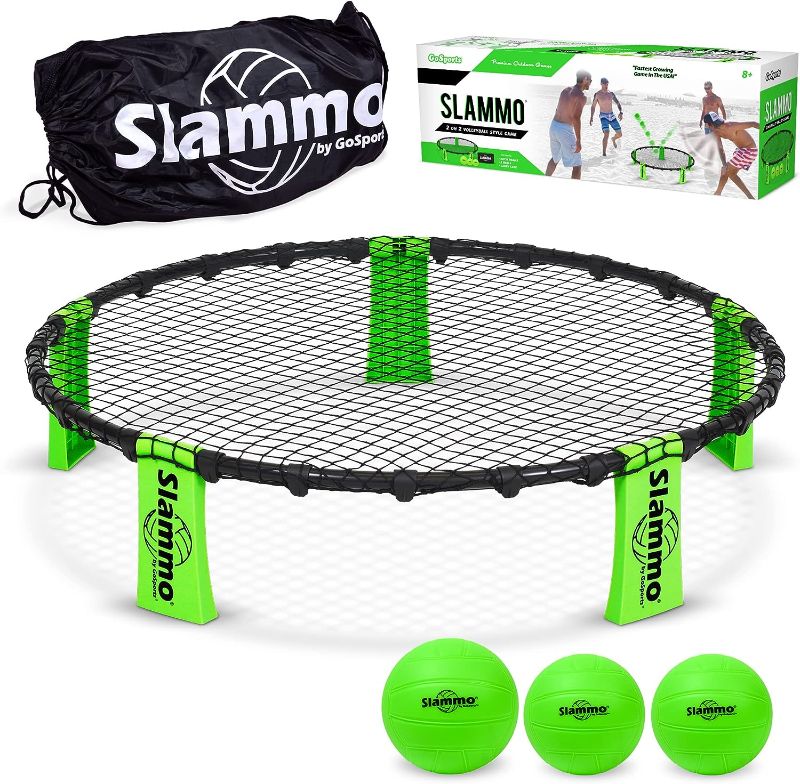 Photo 1 of GoSports Slammo Game Set (Includes 3 Balls, Carrying Case and Rules) - Outdoor Lawn, Beach & Tailgating Roundnet Game for Kids, Teens & Adults
