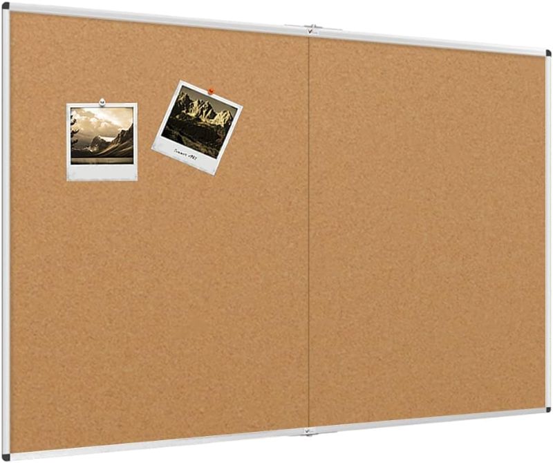 Photo 1 of VIZ-PRO Large Cork Bulletin Board/Foldable Noticeboard, 72 X 48 Inches, Silver Aluminium Frame