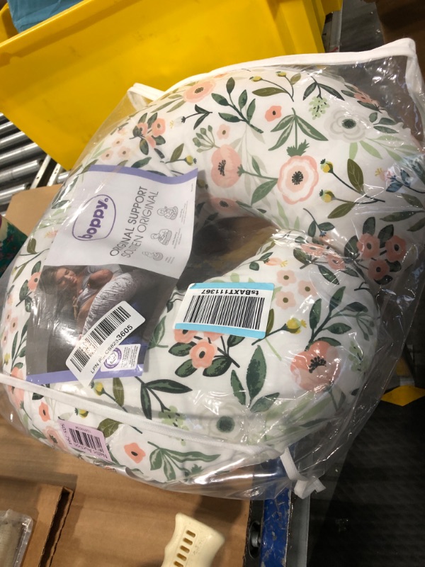 Photo 1 of Boppy Nursing Pillow and Positioner—Original | Pink Garden Flowers | Breastfeeding, Bottle Feeding, Baby Support | with Removable Cotton Blend Cover | Awake-Time Support , 20x16x5.5 Inch (Pack of 1)