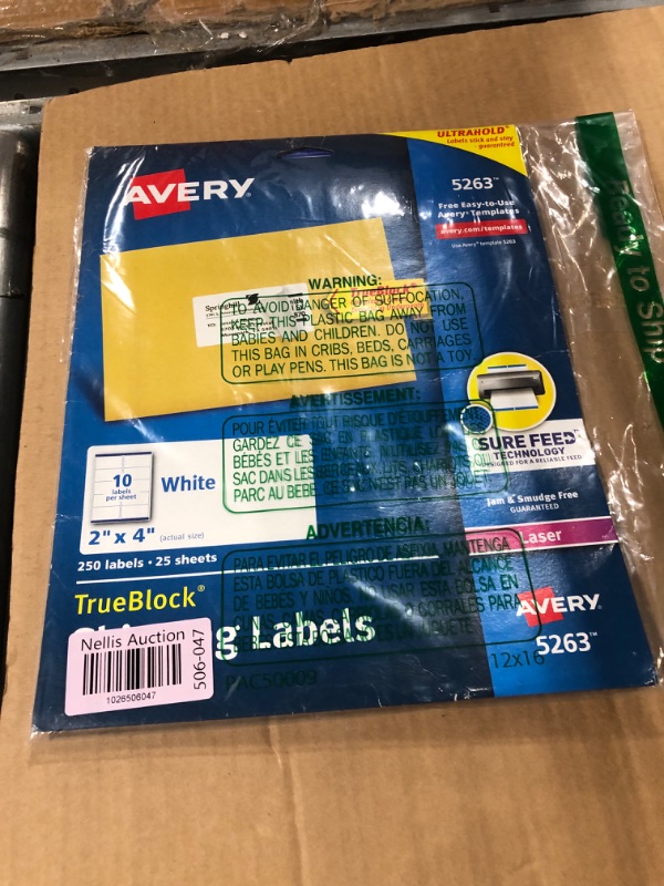 Photo 2 of Avery Shipping Address Labels, Laser Printers, 250 Labels, 2x4 Labels, Permanent Adhesive, TrueBlock (5263)