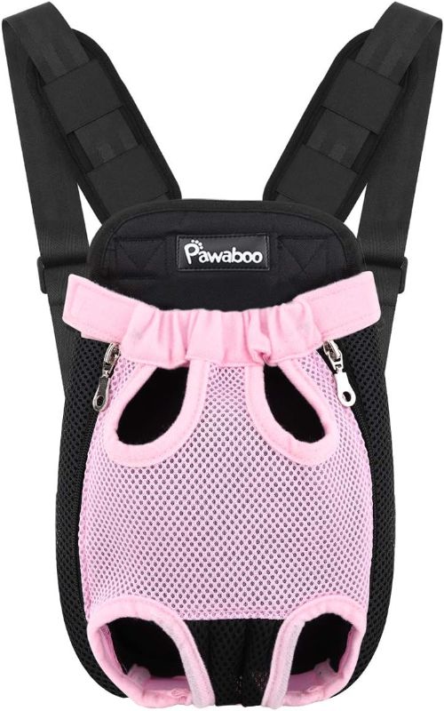 Photo 1 of Pawaboo Pet Carrier Backpack, Adjustable Pet Front Cat Dog Carrier Backpack Travel Bag, Legs Out, Easy-Fit for Traveling Hiking Camping for Small Medium Dogs Cats Puppies, Medium, Pink