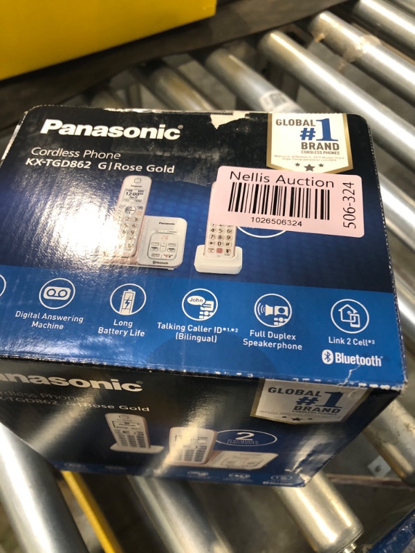 Photo 1 of Panasonic Cordless Phone with Link2Cell Bluetooth, Voice Assistant, Answering Machine and Call Blocking, Expandable System with 2 Cordless Handsets - KX-TGD862G (Rose Gold) 2 Handsets