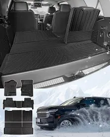 Photo 1 of 2015-2020 for Chevy Tahoe Floor Mats 2020 2019 2018 2017 2016 2015 for GMC Yukon Floor Mats(Not for XL), Custom Fit All Weather Floor Mats for Chevrolet Tahoe Cargo Trunk Mat Liner Accessories