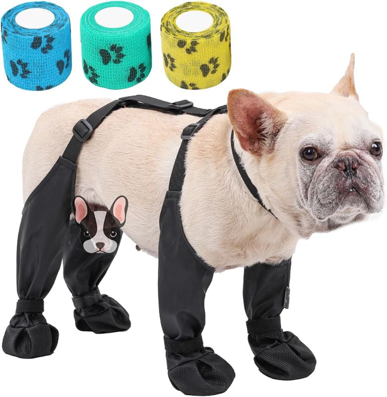 Photo 1 of Kodervo Dog Suspender Boots, Waterproof Dog Booties Leggings, Anti-Slip Dog Shoes with Rugged Rubber Sole, Pet Paws Protector for Small Medium Dogs, Dirty-Proof Dog Walking Running Hiking Booties