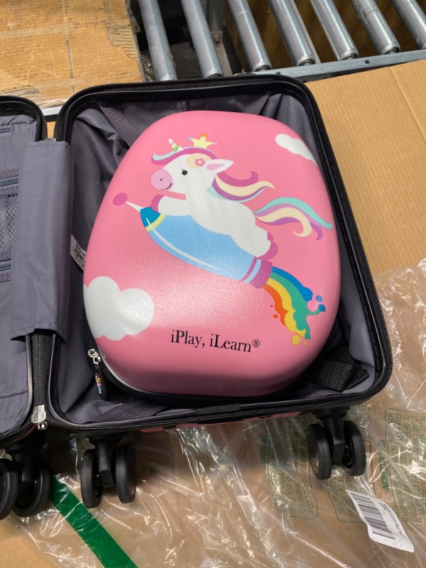 Photo 3 of Kids Carry On Luggage Set, 18" Hard Shell Rolling Suitcase W/ Spinner, Unicorn