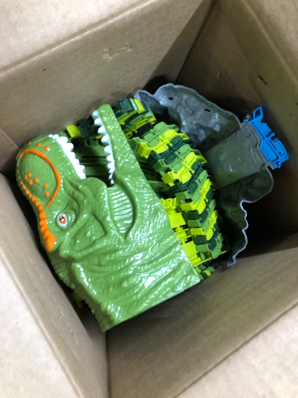 Photo 1 of Dinosaur Track Toy Set, 194pcs Flexible Track Toy Set with Dino Car, 360 Degree Rotation Car Track Toy, Create A Dinosaur World Road Race, Dinosaur Toys Track for Kids Ages 3 4 5 6 7 Year Old Boy Girl